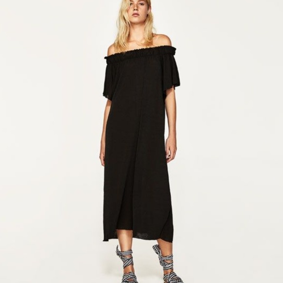 Zara Dresses & Skirts - Zara Off the Shoulder Black Dress